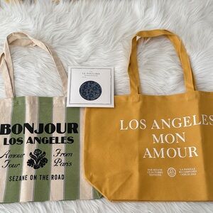 Sezane tote bags and foulard scarf, all brand new